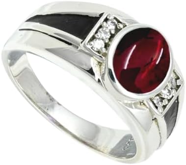 SILVERNROCK Cabochon Garnet Gemstone Silver plated Meditation Ring Handmade For 