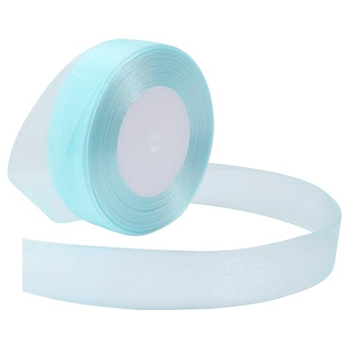 Loomesh Light Blue Ribbon for Gift Wrapping 1 inch Tulle Organza Ribbon