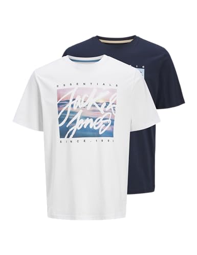 JACK & JONES Jjcolton tee SS Crew Neck 2Pk MP, Sky Captain, M (Pack de 2) Hombres