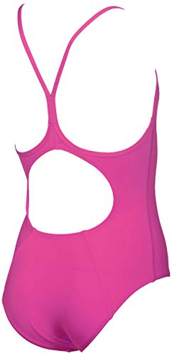 Arena Girl's Master Maxlife Sporty Thin Strap Racer Back Onepiece Swimsuit, Fresia Rose/White, 10 Years/Size 26 #TOP1