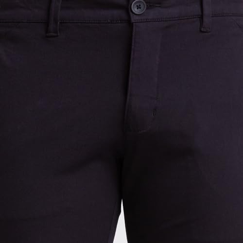 Image of Parx Men's Cotton Blend Solid Pattern Low Rise Tapered Fit Flat Front Casual Trouser