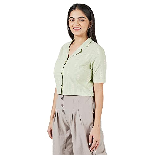 Image of Haute Curry by Shoppers Stop Solid Lapel Collar Regular Womens Tunics & Tops