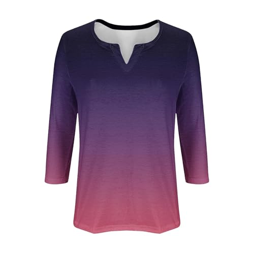 3/4 Length Sleeve Womens Tops Dressy Trendy Notch V Neck T Shirts Basic Solid Color Cotton Blouse Summer Tunic Tshirt3