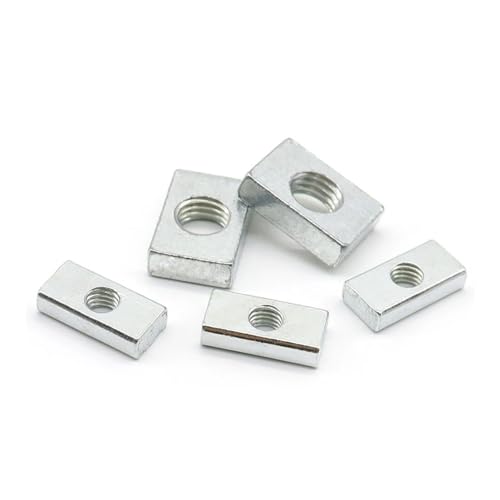 10 Stück M3 M4 M5 M6 M8 Vierkantmutter, rechteckige Muttern, dünne Gleitblockmuttern, verzinkter Kohlenstoffstahl, Aluminiumprofil, Zubehör (Color : 10pcs, Size : M5x10x8x2.5mm)