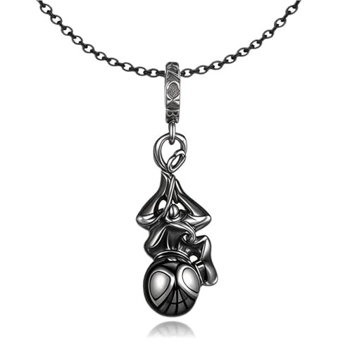 RZCXBS Spider Pendant Necklace with Adjustable Chain Black Upright