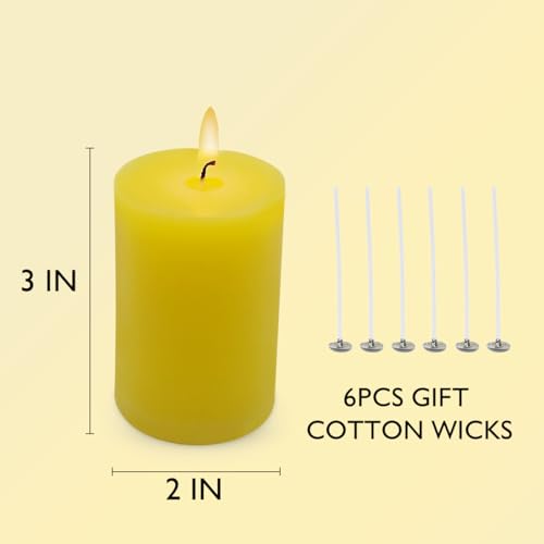 Amusaer YELLOW-2X3-4PCS Small Yellow Citronella Scented Pillar Candles 24 Hours 2X3 Inch Dripless Cylinder Candles thumb #6