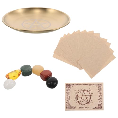 Toyvian Metal Tray Crystal Stone Ritual Flat Bowl Decorative Altar Tray Resists Wear -Ready Packaging Decorated with Stones for Altar Offerings and Holidays