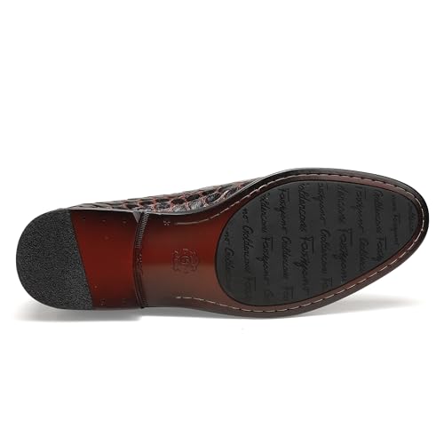 Image of Mens Leather Tassel Loafer, Classic Luxury Smooth Upper Tassel Slip-on Penny Loafer for Mens, Black