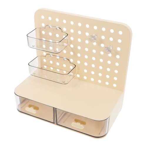 PRETYZOOM Wall-Mounted Desk Organizer Pegboard Shelves Office Supplies Desk Accessory Multi-use Storage Box