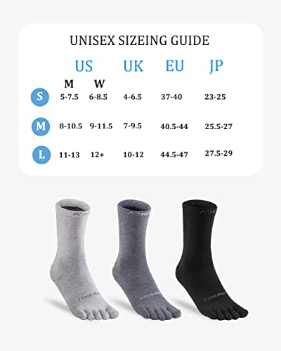 Aonijie Running Toe Socks Women Men Liner Crew Socks For Hiking Trial Athletic Wicking Anti-Blister Coolmax Material One Pair #TOP5
