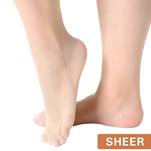 MANZI Women's 2 Pairs Plus Size Control Top Tights Ultra-Soft Panty Hose