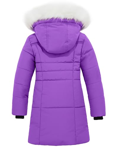 wantdo Girl's Winter Coat Waterproof Long Puffer Jacket Warm Parka with Faux Fur Hood2