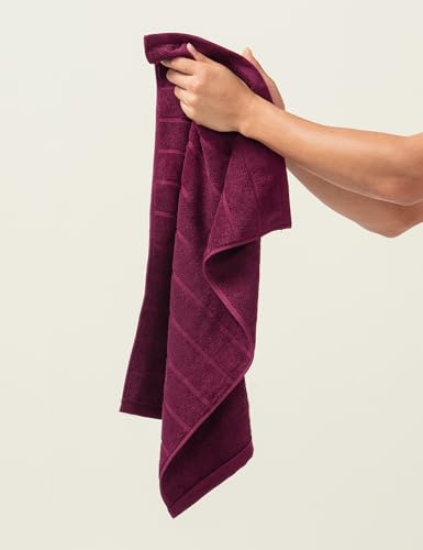 Image of DAMENSCH 100% Cotton Hand Towel, Super Soft Gym Towel for Men Workout, Ultra Absorbent Kitchen Towels Cotton, Quick Dry, Long Lasting Colours Hand Towel Set-Midday Maroon