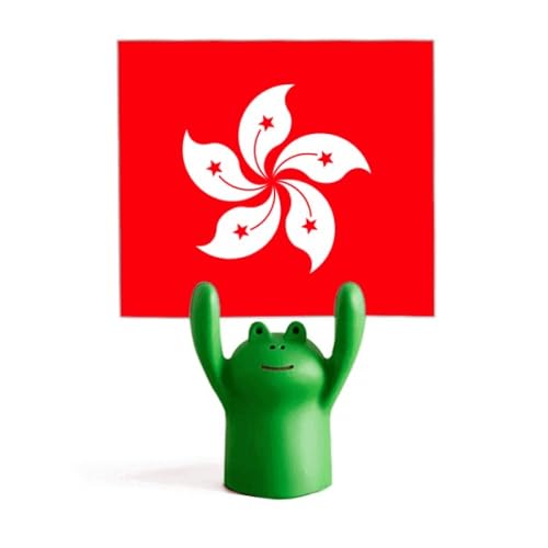 Support de drapeau Hong Kong et figurine grenouille de Chine
