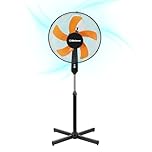 Belaco 16 Inch Pedestal Fan with Oscillation, Adjustable Height, Quiet Powerful Cooling Airflow, 45W (Black & Orange)
