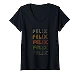 Damen Love Heart Felix Tee Grunge/Vintage-Stil Schwarz Felix T-Shirt mit V-Ausschnitt