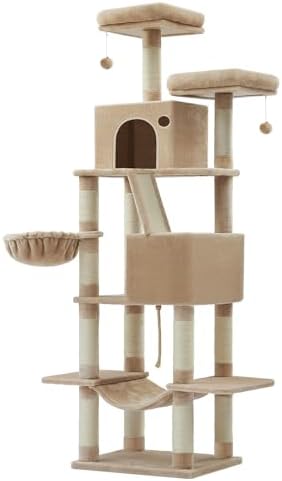 Feandrea Arbre Ă Chat, Hauteur 206 cm, avec 13 Griffoirs, 2 Plate...