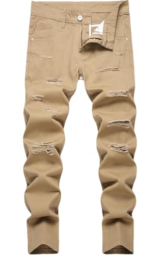 Boy's Skinny Fit Ripped Distressed Fashion Washed Denim Jeans Pants
