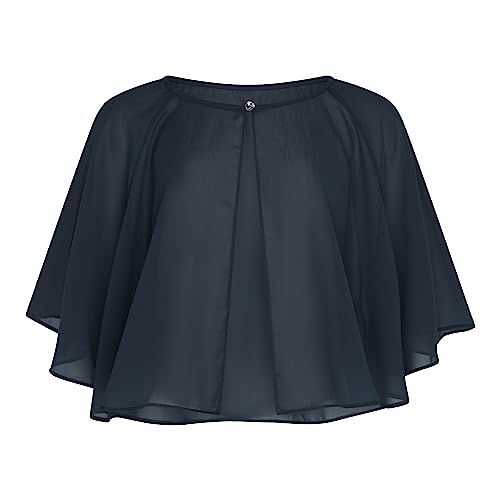 Bolerose weich Hochzeit Umhängetuch Abend Durchsichtiges Chiffon Überwurf Umhang Schultertuch (Nachtblau, Einheitsgröße)