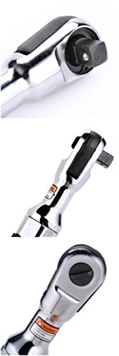 BORNTUN Air Ratchet Wrench 1/2 Inch Pneumatic Spanner Heavy Duty Torque Air Wrench Drive (1/2'' silver black) - Thumbnail 4