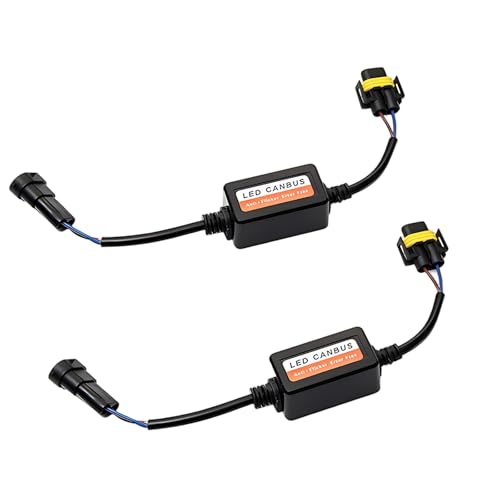 culycey 2 PCS Car LED Light Decoder, H11/H8/H9 LED Canbus Decoder, Waterproof Anti-flicker Harness Error Code Canceler, Unviersal for Most Cars Bulb Modification Adapters (Black)