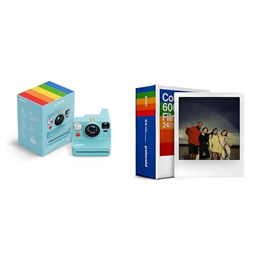 Polaroid – Now+ Gen3 – Cámara instantánea Azul ártico + Pack Triple de película a Color (x24 Fotos) + Álbum
