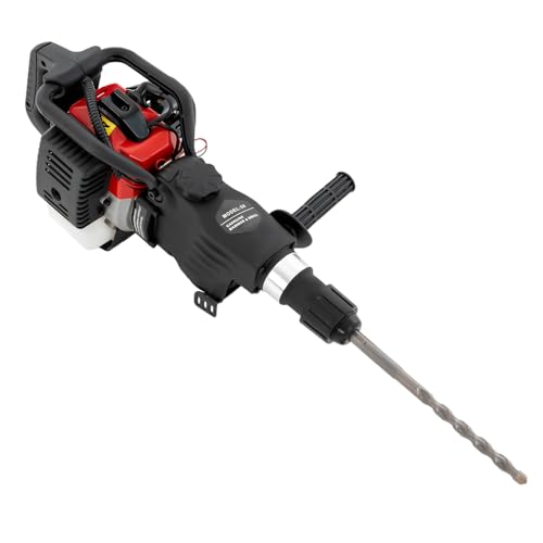 2-Stroke 33CC Gas Powered Demolition Jack Hammer,1000W Mutifuctional 3 In 1 Single Cylinder Engine Hammer Concrete Drilling Machine, Breaker Punch Drill for Ground Rock Wall Slotting, Breaking