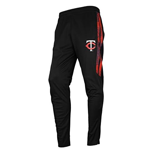 MLB Men's Static Stripe Black Track Pants, Minnesota Twins Large