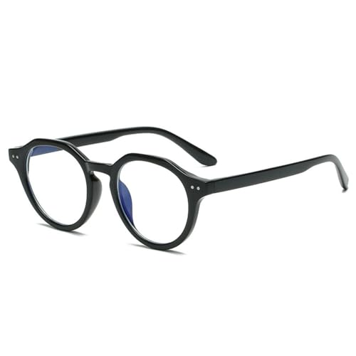 Lunettes rondes monture vintage noire à verres transparents clairs