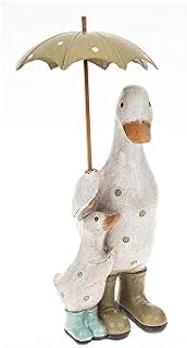 Shudehill Giftware Aqua Blue and Green Polka Dot Duck & Baby with Umbrella Ornament