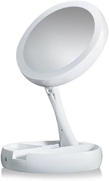 Kenly LED Işıklı Makyaj Aynası 10X Büyütmeli, Çift Taraflı Katlanabilir, USB Şarjlı Taşınabilir Kozmetik Ayna