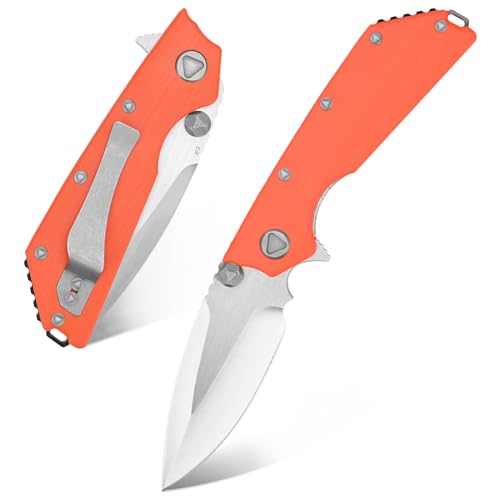 Eafengrow EF335 Folding Knives D2 Blade and G10 Handle,5 inch Closed EDC Pocket Folding Knife with Clip (orange)