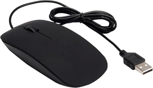 3.0 Wired Slim USB Mouse - Optical 2.4GHZ, 3 Button, 1600 DPI for Computer, Windows PC, Desktop, Laptop Gaming Accessories (Black)