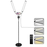 BeeMingle Lash Light for Eyelash Extension LED Floor Lamp with 3 Color Temperature, Lash Lamp Esthetician Light for Tattoos, Nail, Photograph, Adjustable Brightness Height with Phone Holder (Black)