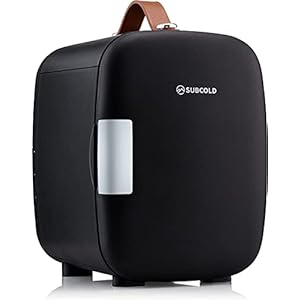 Subcold Pro4 Luxury Mini Fridge Cooler | 4 Litre / 6 Cans | AC and Exclusive USB Power Option | Portable Small Fridge for the Office, Bedroom, Car, Travel, Skincare & Cosmetics (Black)