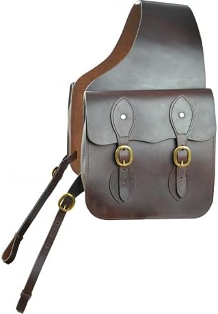 Horse Saddle Bag Cowhide Genuine Leather Western Equestrian Trail Simple Horse Saddle Bag Pack Equipment Horse Saddle Bags Size: 10” L x 10” W x 3 ½” D inches, SMPL166