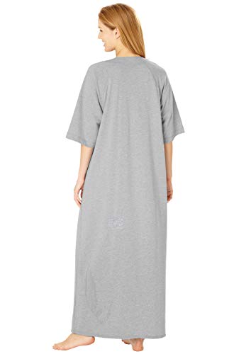 Dreams & Co. Women's Plus Size Petite Long French Terry Zip-Front Robe - 1X, Classic Leopard Brown #TOP6