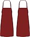 Utopia Kitchen 2 Pack Bib Aprons, 32-Inch by 28-Inch with Extra Long Ties, Red