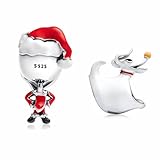 MSPOVOF Dulce calavera para Navidad y perro fantasma Charms Colgante de plata de ley 925 compatible con pulsera y collar Regalo para mujer