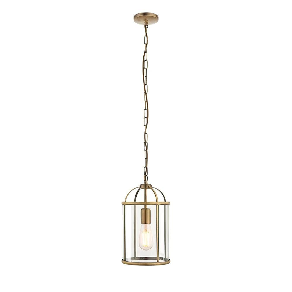 Luminosa Lambeth 1 Light Ceiling Pendant Antique Brass, Glass, E27 RRP £96
