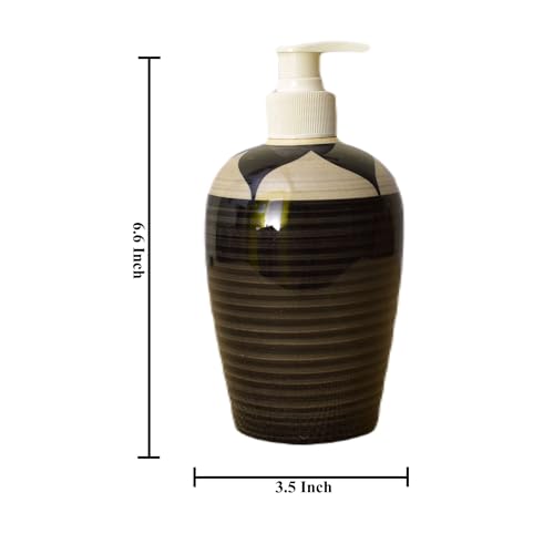 Image of Ceramic Liquid Soap Dispenser, 450 ml, Graphite | Refillable Pump Bottle for Hand Wash, Lotion, Shampoo & Kitchen Use, 2 Pieces