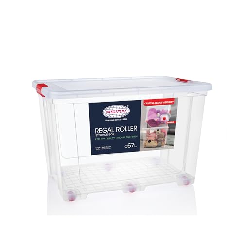Image of Asian Plastowares - Regal Roller | 67 Ltr - Storage Box | Stackable Organizer for Clothes, Toys, Kitchen, Makeup & More | BPA-Free, Space-Saving Design | Multipurpose Boxes | Transparent