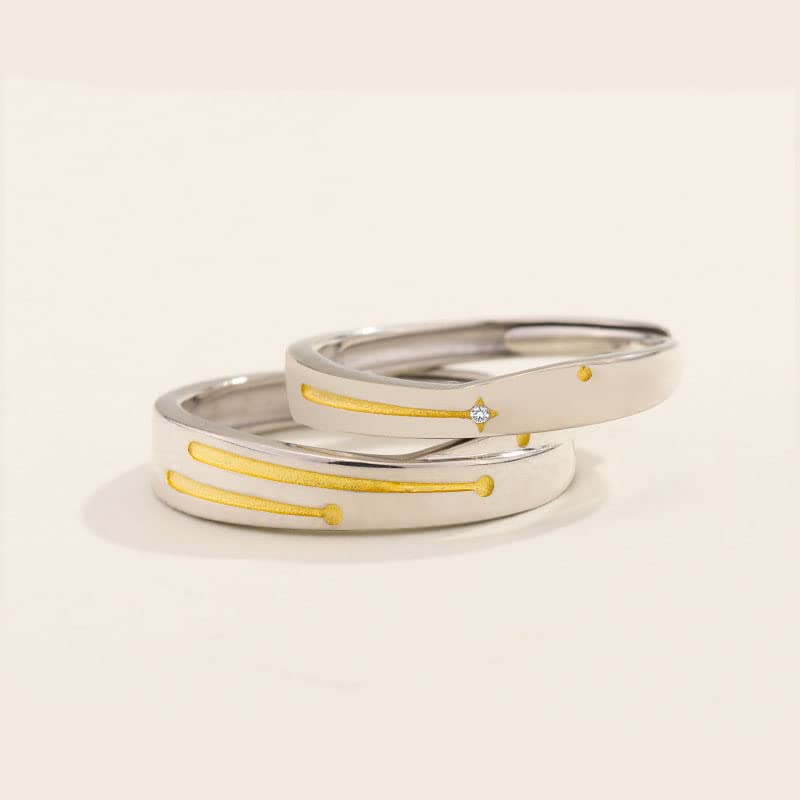 Couple Anneaux Argent 925 : Bagues Planet Falling de promesse