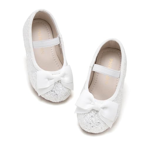 Image of PHIRAMIN Toddler Flower Girl Dress Shoes - Little Girl Ballet Flats Bow Wedding Party