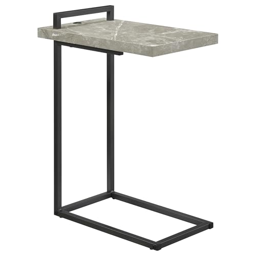 Coaster Home Furnishings - Maxwell - Engineered Wood and Metal - 11.5-Inch C-Shaped Side Table with USB Charging Port and Open Steel Base - Living Room - Gray & Gunmetal - 931129
