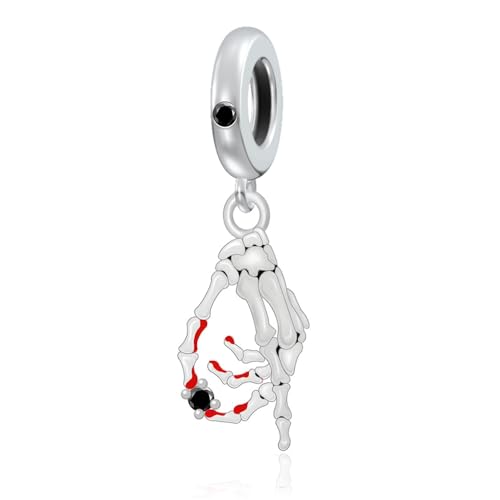 CIlight Spider Web Charm DIY Skull Halloween Series Pendant Dangle Charms Fit for Bracelet & Necklace Valentine's Day Jewelry Gifts for Women (bony finger)