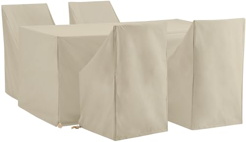 Outdoor Dining in New Jersey: Top Patio Sets and Covers for Comfort 9 Crosley Furniture Patio Furniture Covers, Waterproof 5-Piece Cover Set for Dining, Outdoor Table and Chairs, Tan