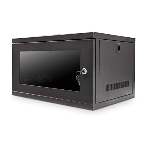 LMS Data Server Rack Data Cabinet - 6U 550mm Deep Wall Mounted 19 Inch Black Storage Rack for Home, Office, Server Room Computer Equipment with Removable Panels, Front Lockable Cover