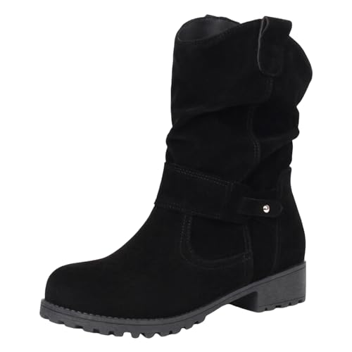 Bottines western unies avec finition plissée et design givré unique