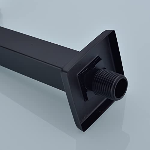 Trustmi Angled Shower Arm Wall Mount 8 Inch Square Shape Shower Head Extension Pipe With Flange, Side Mounted Showerhead Extender, Matte Black #TOP7